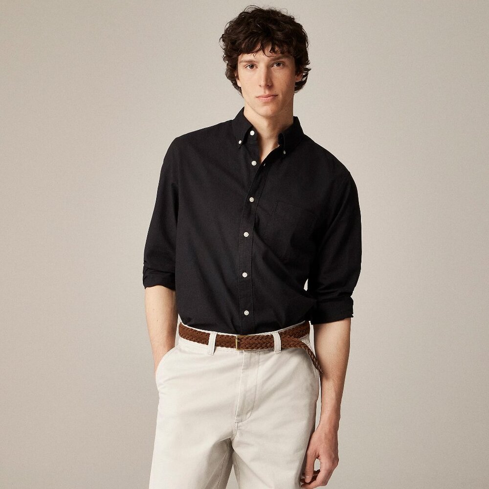 J Crew - Slim Broken-in garment-dyed organic cotton oxford shirt - Size M/Black